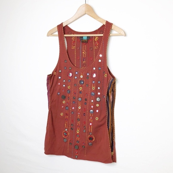 A Common thread boho embroidered embellished tank top - Picture 10 of 10